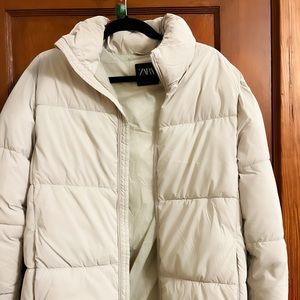 Zara Basic Off-White Puffer